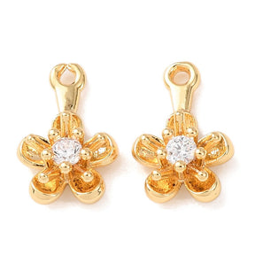 Blomst Anheng – Zirkonia stein - 18K Gullbelagt (10x6,5mm) 2 stk. - Uniq Perler - 