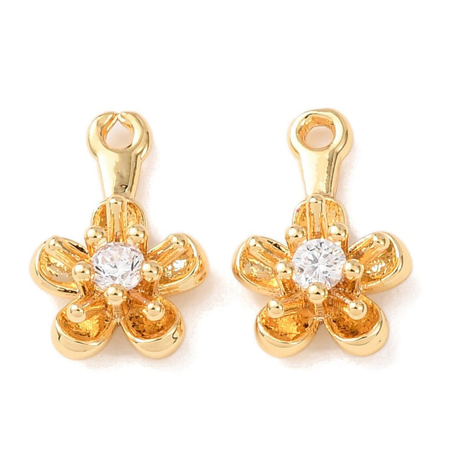 Blomma Hänge – Zirkonia sten - 18K Guldpläterad (10x6,5mm) 2 st. - Uniq Perler - 
