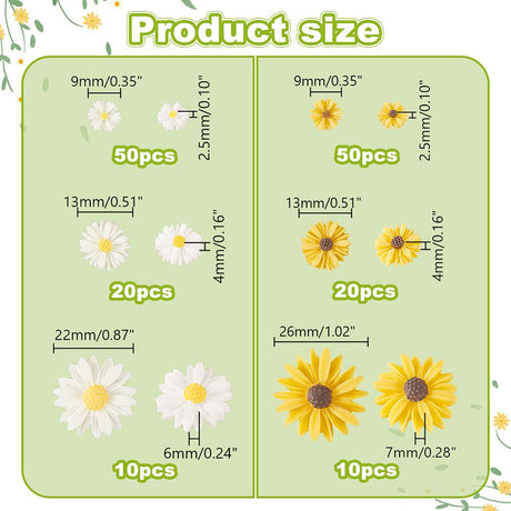 Blomster Cabochons – Resin, Farve Mix (9~26x2.5~7mm) - Uniq Perler - 118585