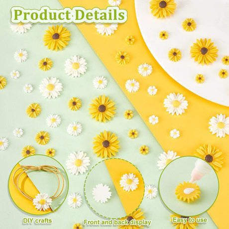 Blomster Cabochons – Resin, Farve Mix (9~26x2.5~7mm) - Uniq Perler - 118585