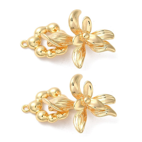 Blomster "Fold Over" Lås, 18K Langtidsholdbar Forgyldt, 25x20x11mm - Uniq Perler - 112264