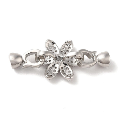 Blomster Fold Over Lås Med Zirkonia Sten, Platin, 34mm - Uniq Perler - 660822