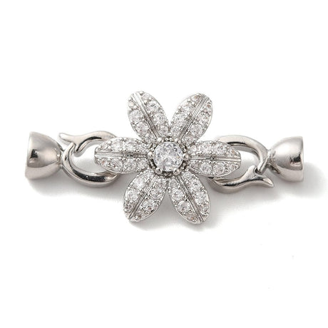 Blomster Fold Over Lås Med Zirkonia Sten, Platin, 34mm - Uniq Perler - 660822