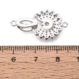 Blomster Foldelås Med Zirkonia – Platinbelagt Messing (27mm) - Uniq Perler - 121501