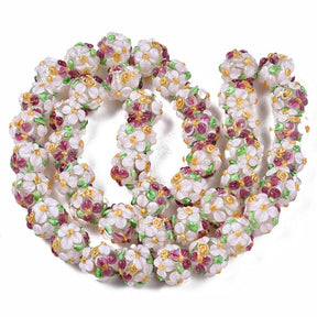 Blumen Handgefertigte Lampwork Glasperlen (12mm) 4 Stück - Uniq Perler - 116146