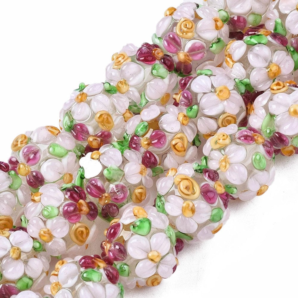Blomster Håndlavede Lampwork Glasperler (12mm) 4 stk - Uniq Perler - 116146