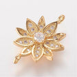 Blomster Mellemled Med Klare Zirkonia Sten, Forgyldt, (20x14mm) - Uniq Perler - 111280