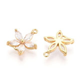 Blomster Mellemled Med Zirkonia – 18K Langtidsholdbar Forgyldt Messing (15,3x14x4,8mm) 2 stk. - Uniq Perler - 123947