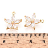 Blomster Mellemled Med Zirkonia – 18K Langtidsholdbar Forgyldt Messing (15,3x14x4,8mm) 2 stk. - Uniq Perler - 123947