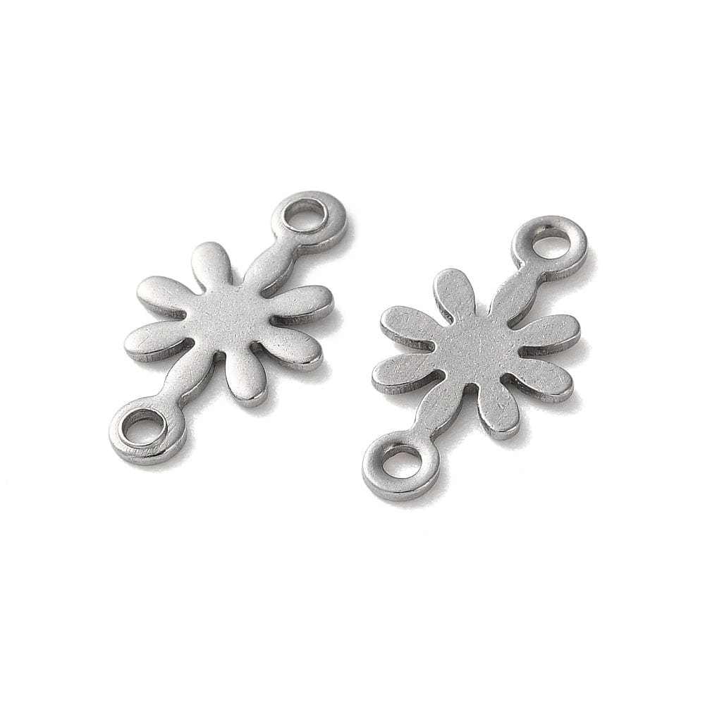 Blomster Mellemled, Stål, 13x7,5mm, 4 Stk - Uniq Perler - 114809