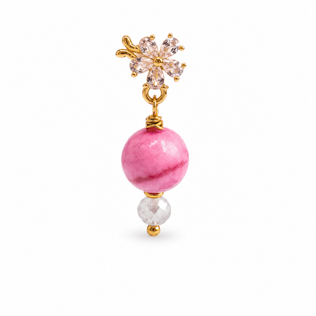 Blomster Ørestikkere Med Klare Zirkonia Sten, 18K Forgyldt, (9x8,5mm) - Uniq Perler - 020844
