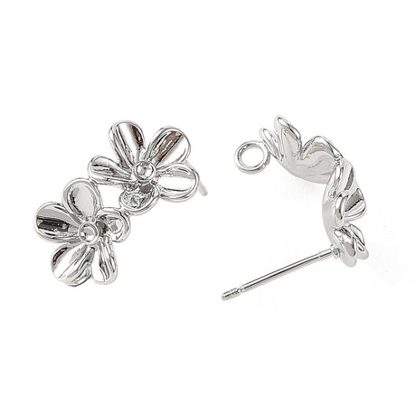 Blomster Ørestikkere Med Øje – Langtidsholdbar Platinbelagt Messing (18x10,5mm) - Uniq Perler - 124221