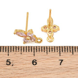 Blomster Ørestikkere Med Pink Zirkonia – 18K Forgyldt Messing (12x7,5mm) - Uniq Perler - 125762