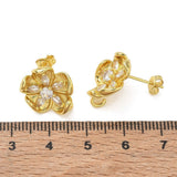 Blomster Ørestikkere Med Zirkonia – Langtidsholdbar 18K Forgyldt Messing (15,5x14,5mm) - Uniq Perler - 125772