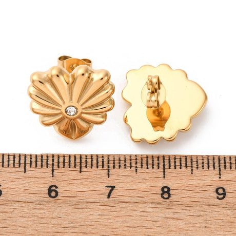 Blomster Ørestikkere – 18K Forgyldt Stål Med Zirkonia Sten (15,5x15,5mm) - Uniq Perler - 117504