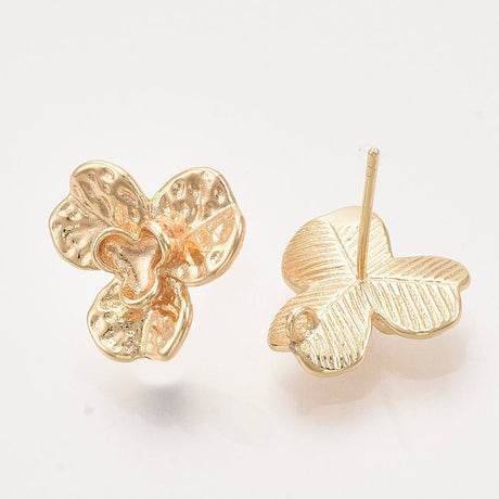 Flowers Ear studs – 18K Gold Plated Brass (15mm) - Uniq Perler - 