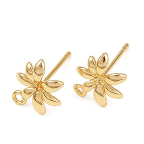 Blumen Ohrstecker - 18K Lang anhaltend Vergoldet (9x11mm) - Uniq Perler - 115273