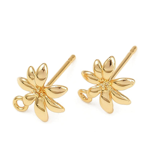 Blomster Ørestikkere - 18K Langtidsholdbar Forgyldt (9x11mm) - Uniq Perler - 115273