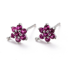 Blomster Ørestikkere – Cerise Zirkonia, Platinium (9.5mm) - Uniq Perler - 117850