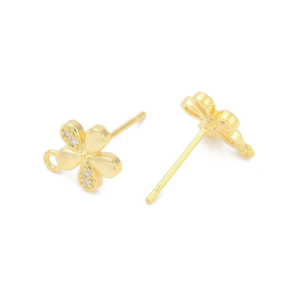 Blomster Ørestikkere Med Klare Zirkonia Sten, (10x5mm) - Uniq Perler - 117781