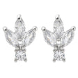 Blomster Ørestikkere Med Klare Zirkonia Sten, Platin Farvet,(11x8mm) - Uniq Perler - 114331