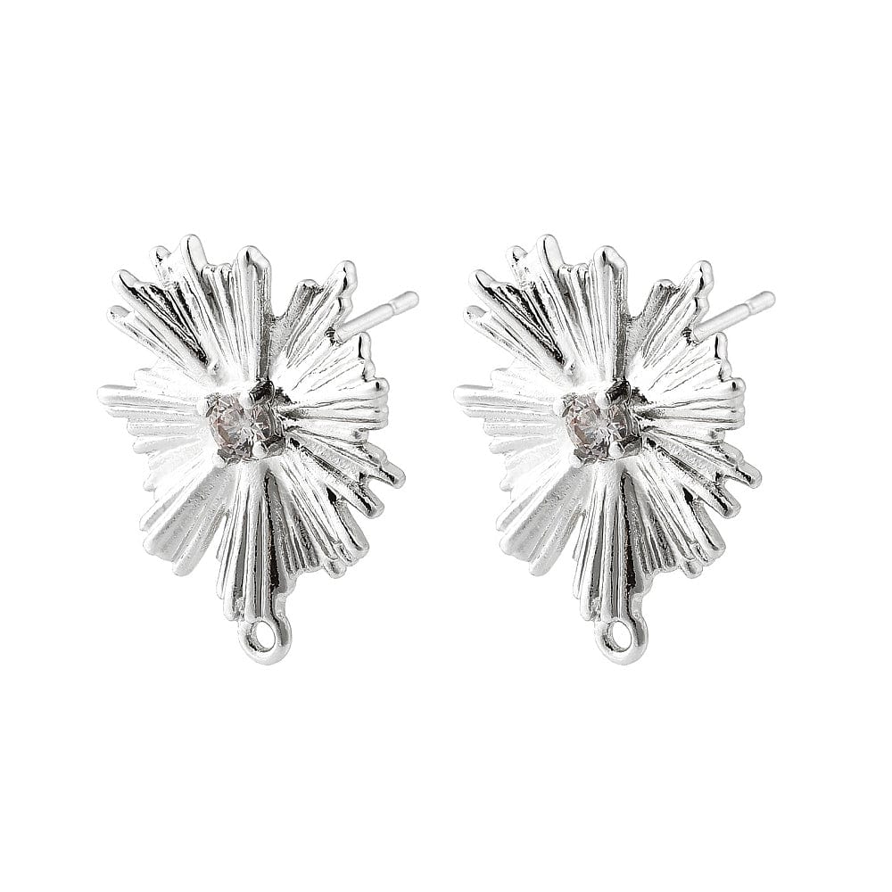 Blomster Ørestikkere – Platin Farvet (16x19mm) - Uniq Perler - 115033