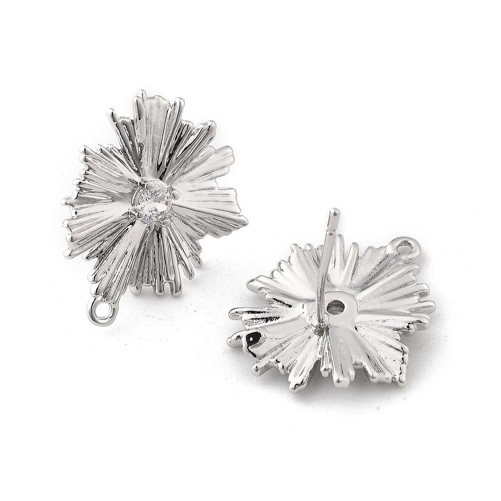 Blomster Ørestikkere – Platin Farvet (16x19mm) - Uniq Perler - 115033