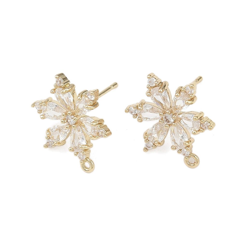 Blomster Ørestikkere - Zirkonia sten, langtidsholdbar forgyldning(18x14mm) - Uniq Perler - 117322