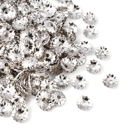 Perlenhüte – Blumen, Platin Messing (5x1,5mm)