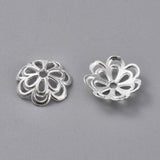 Blomster Perlehatte – Sølvbelagt Messing (14x4mm) 25 stk. - Uniq Perler - 124043