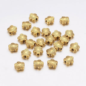 Blumenperlen – Antik, 18K Vergoldet (7x7x2.5mm), 50 Stk. - Uniq Perler - 