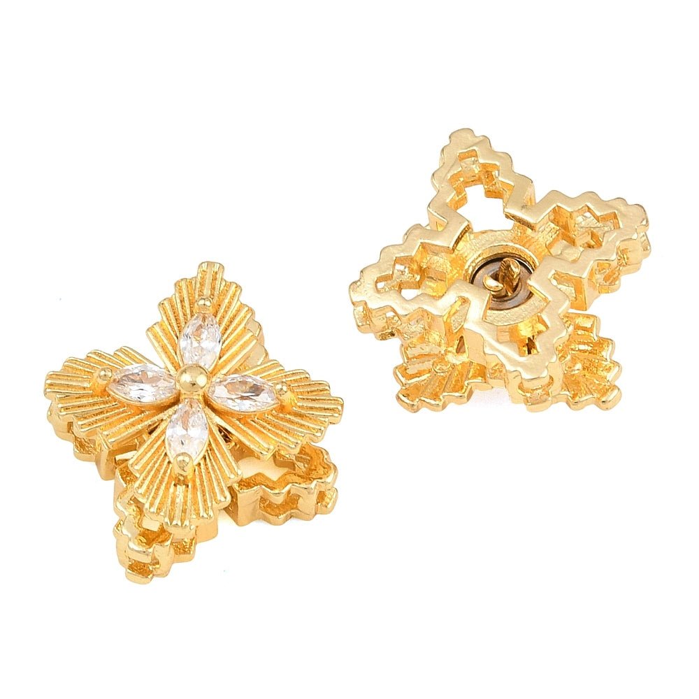 Blomster Perler Med Zirkonia – 18K Forgyldt Messing (15,5x15,5x9mm) - Uniq Perler - 123463