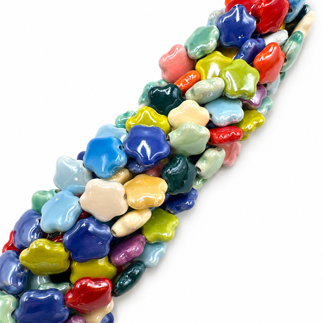 Blomster Porcelænsperler – Farve Mix (14x15x6,5mm) - Uniq Perler - 122781