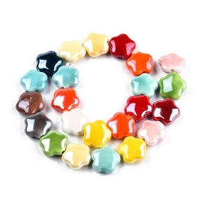 Blomster Porcelænsperler – Farve Mix (14x15x6,5mm) - Uniq Perler - 122781