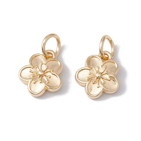 Blumen Anhänger – 14K langlebige Vergoldet (10,5x12mm) 6 Stk. - Uniq Perler - 115062