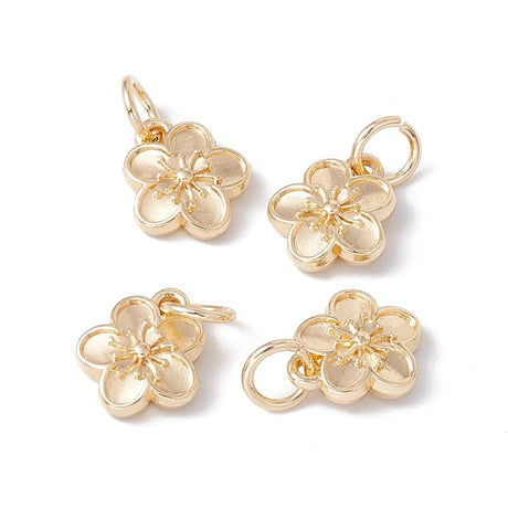 Blomster Vedhæng – 14K Langtidsholdbar Forgyldt (10,5x12mm) 6 stk. - Uniq Perler - 115062