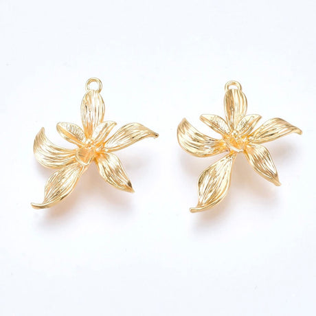 Blomster Vedhæng, 18K Forgyldt Messing, (19x19,5x4mm) - Uniq Perler - 111737