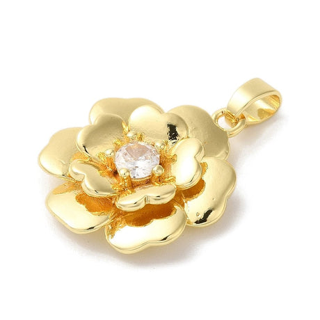 Blomster Vedhæng, 18K Langtidsholdbar Forgyldt, 22x19mm - Uniq Perler - 114104