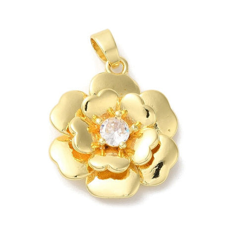 Blomster Vedhæng, 18K Langtidsholdbar Forgyldt, 22x19mm - Uniq Perler - 114104