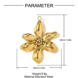 Blomster Vedhæng i Vandfast Forgyldt Stål –(33x26mm, 1 stk.) - Uniq Perler - 117425