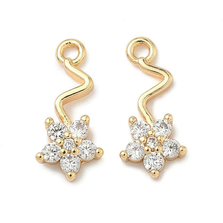 Blomster Vedhæng – Kubik Zirkonia - Langtidsholdbar forgyldning(15x7mm) - Uniq Perler - 117318