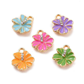 Blumen Anhänger mit Emaille, Mix Farben, (10 Stück) - Uniq Perler - 111732