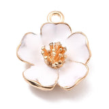 Blomster Vedhæng Med Hvid Emalje, 23x19mm, 4 stk. - Uniq Perler - 111828