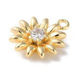 Blomster Vedhæng Med Klar Zirkonia Sten, 18K Forgyldt, 11x9,5mm - Uniq Perler - 112265