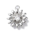 Blomster Vedhæng Med Klar Zirkonia Sten, Platin Belagt, (11x9,5mm) - Uniq Perler - 112266