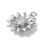 Blomster Vedhæng Med Klar Zirkonia Sten, Platin Belagt, (11x9,5mm) - Uniq Perler - 112266