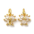 Blomster Vedhæng Med Klare Zirkonia Sten, Langtidsholdbar Forgyldt, (11x10,5mm) - Uniq Perler - 111733