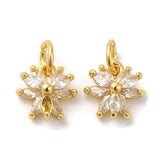 Blomster Vedhæng Med Klare Zirkonia Sten, Langtidsholdbar Forgyldt, (11x10,5mm) - Uniq Perler - 111733