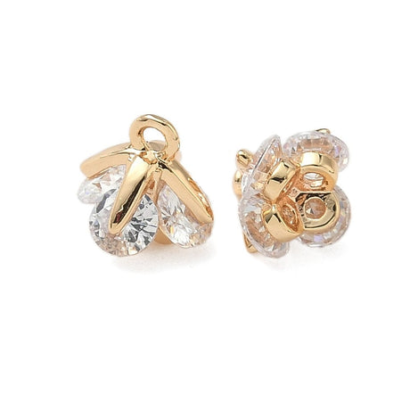 Blomster Vedhæng Med Zirkonia, 18K Forgyldt Messing (8,5mm) 4 stk. - Uniq Perler - 115695