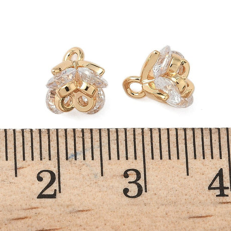 Blomster Vedhæng Med Zirkonia, 18K Forgyldt Messing (8,5mm) 4 stk. - Uniq Perler - 115695